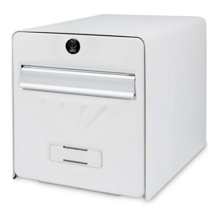 Burg Wachter Buzón de Correo de Acero Galvanizado con 2 Puertas, Blanco, Anticorrosión, Poste Antirrobo de 37kg, para Exterior 3