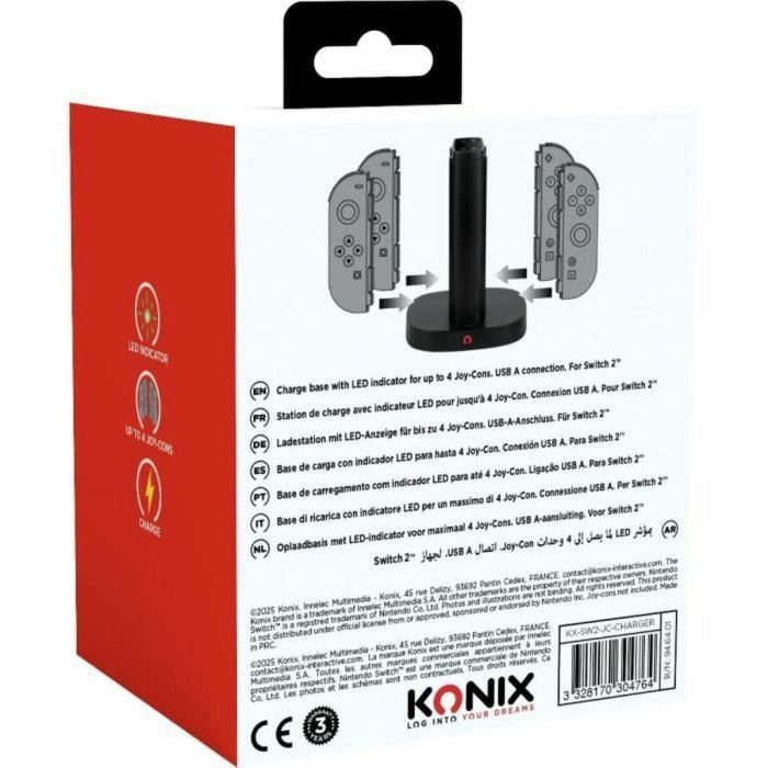 Konix Estación de Carga para 2 Mandos Joy-Con, Indicador LED de Carga, Conexión USB-A, Negro - 3328170304764 1 Konix Estación de Carga para 2 Mandos Joy-Con, Indicador LED de Carga, Conexión USB-A, Negro - 3328170304764 1