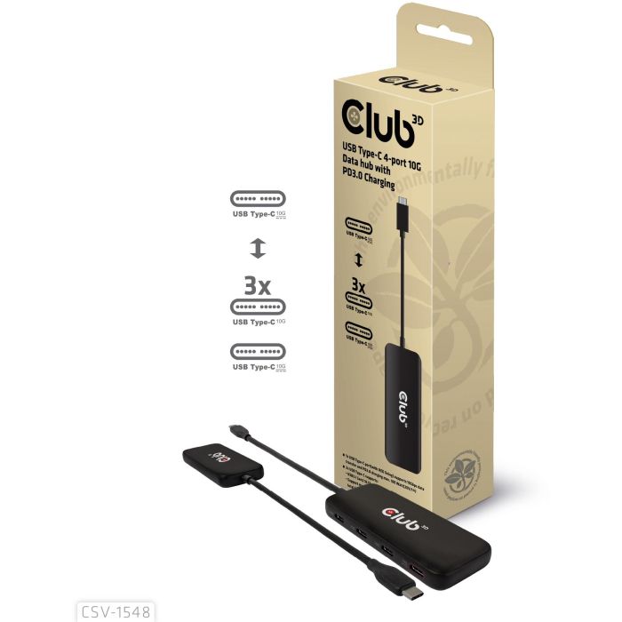 Club3D Hub USB-C a 4x USB-C 10Gbps con Carga Rápida Power Delivery 100W 1 Club3D Hub USB-C a 4x USB-C 10Gbps con Carga Rápida Power Delivery 100W 1