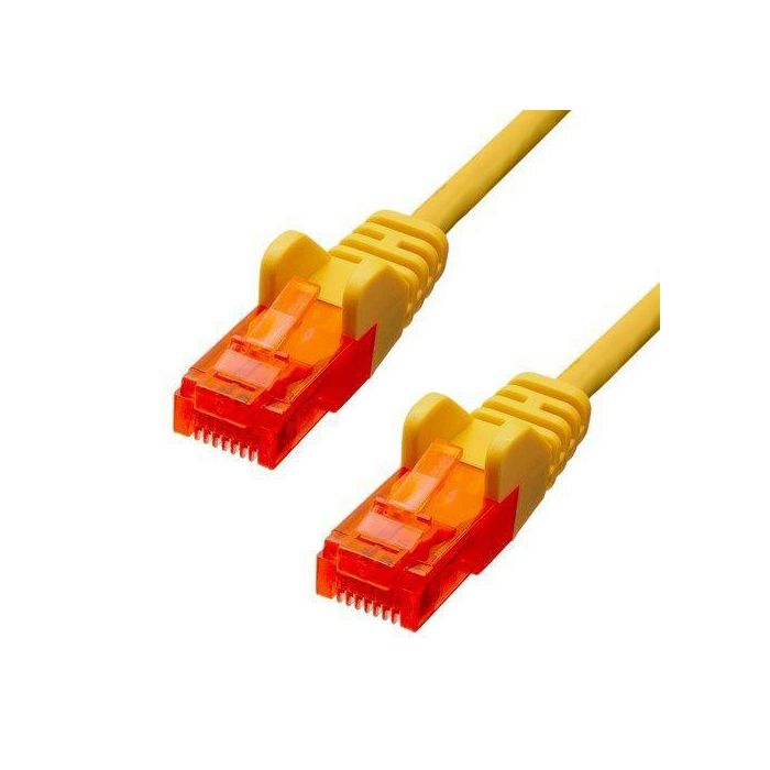 ProXtend Cable de Red Ethernet CAT6 U/UTP CCA PVC, Amarillo, 7m, AWG 26, con Alivio de Tensión y Protección de Pestillo