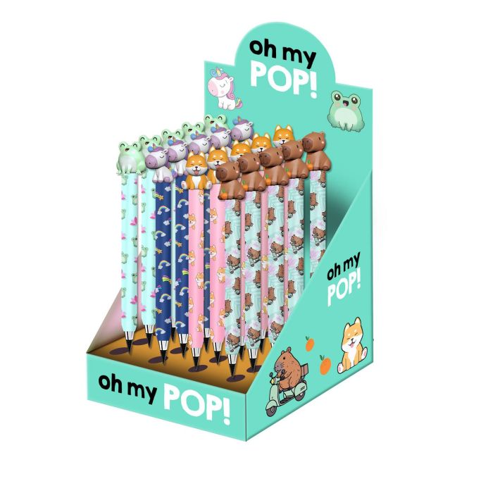 Oh My Pop Expositor 24 Unidades Mix Artículos de Escritura Multicolor – Diseño Personalizado Temático de Cartón y ABS