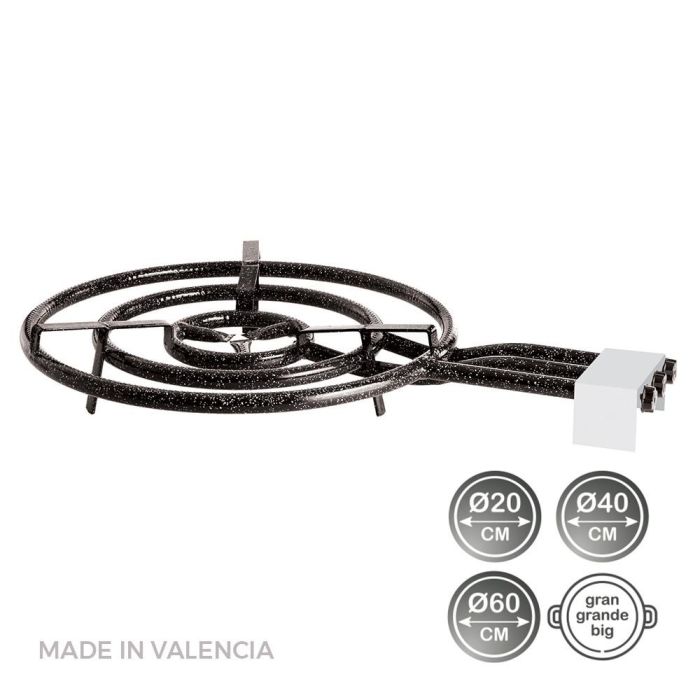 Vaello Quemador de gas butano/propano Ø60cm 3 fuegos para paellas, acero laminado esmaltado negro 0 Vaello Quemador de gas butano/propano Ø60cm 3 fuegos para paellas, acero laminado esmaltado negro 0