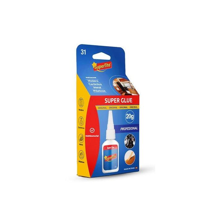 Supertite A2431 Adhesivo instantáneo 20 g para metal, porcelana, plástico, goma, vidrio, madera