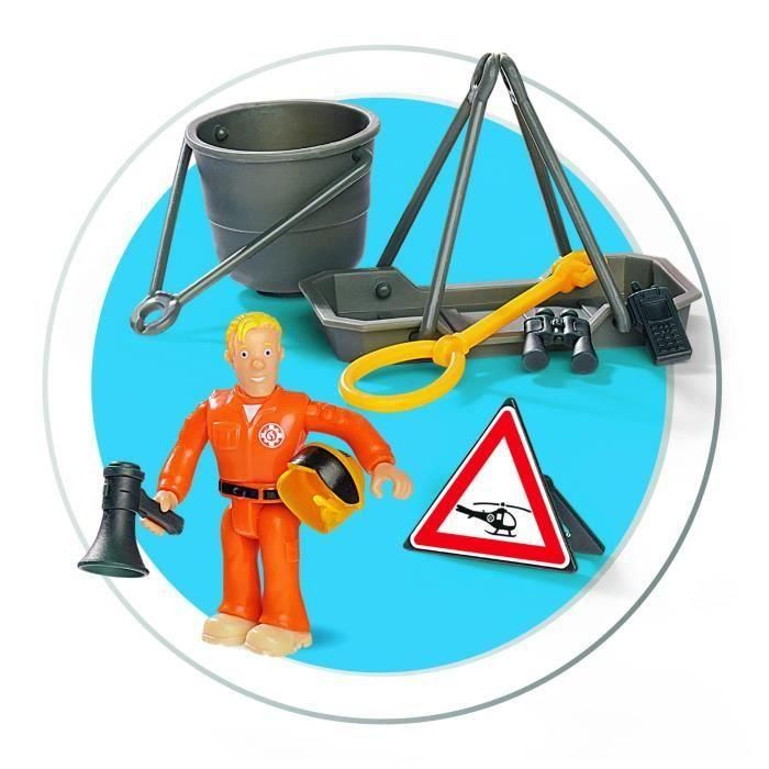 Simba SIM1695825444053 Helicóptero Wallaby de Sam el Bombero con 1 figura, 5 accesorios y función de luz y sonido 4
