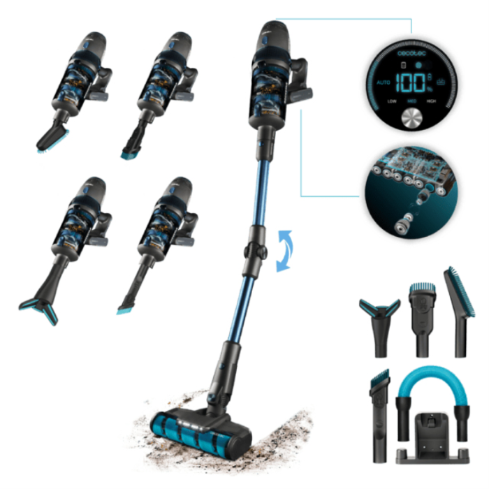Cecotec Conga Rockstar 11500 Odyssey Aspirador Escoba Sin Cables 2 en 1 850W 300AW HEPA 90 min Negro ErgoFlex Sin Bolsa