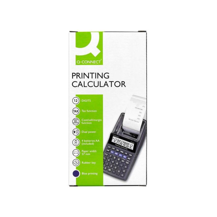 Calculadora Q-Connect Impresora Pantalla Papel Kf11213 12 Digitos Tinta Azul 2