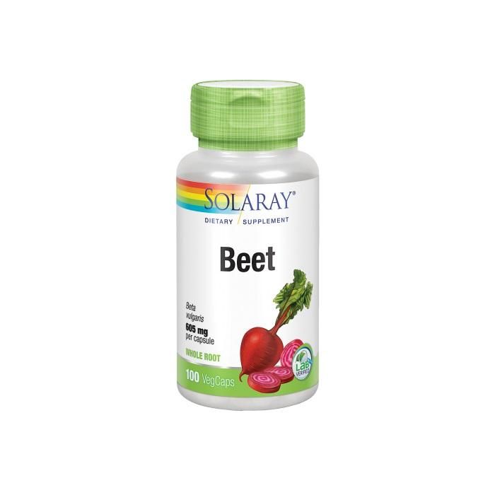 SOLARAY Beet Root (Remolacha) 605mg, Suplemento Vegano, 100 Cápsulas Vegetales