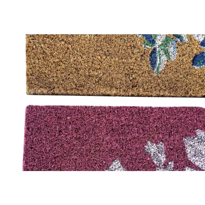DKD Home Decor Felpudo Básicos Marron Rosa Fibra coco Goma 40 x 60 cm (2 Unidades) 1