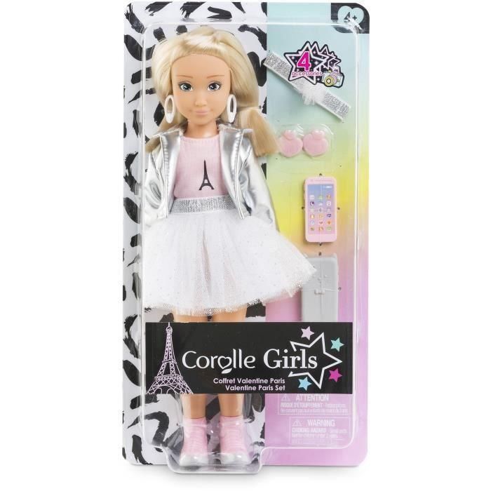 Corolle COR1697041136465 Muñeca Fashion Valentine Fashion Week Paris 28 cm con 4 accesorios, Aroma vainilla, para +4 años