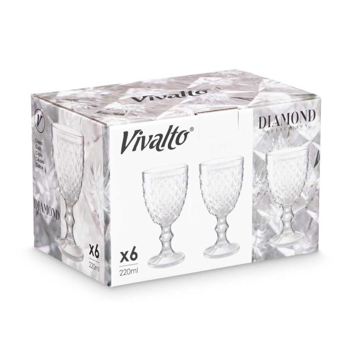 Vaso Diamante Transparente 250 Ml Vivalto 8x10x8cm (24 Unidades) 2 Vaso Diamante Transparente 250 Ml Vivalto 8x10x8cm (24 Unidades) 2