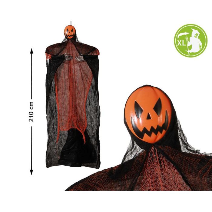 Figura Colgante Calabaza Gigante Con Capa 210 cm Halloween Decoración Terror