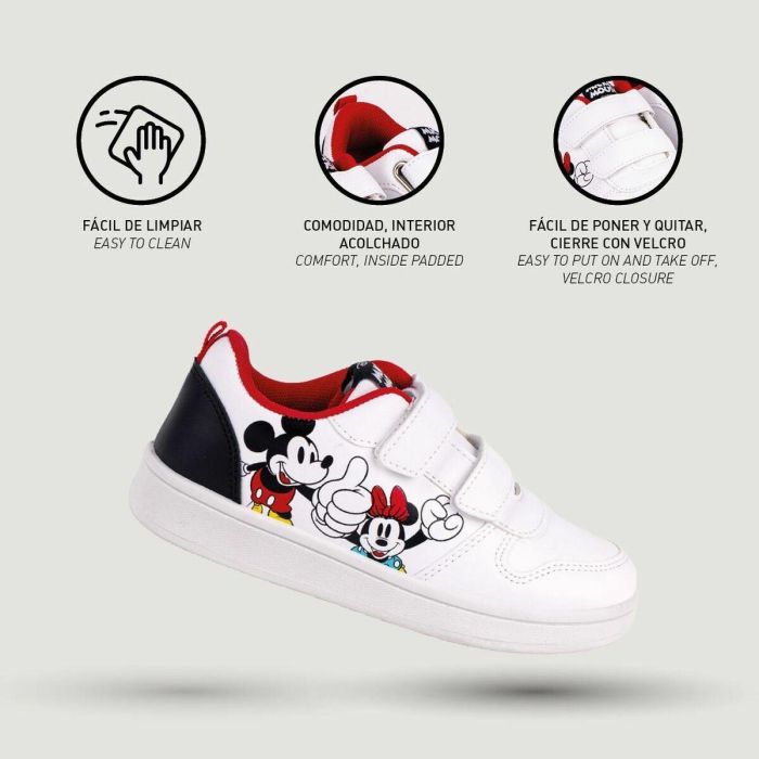 Zapatillas Deportivas Infantiles Mickey Mouse Velcro Blanco 3 Zapatillas Deportivas Infantiles Mickey Mouse Velcro Blanco 3