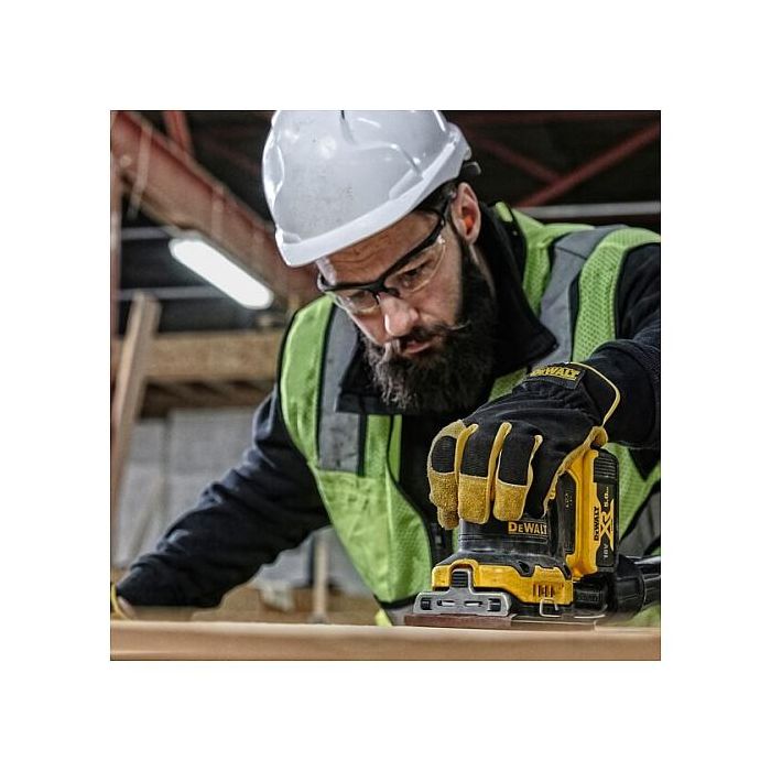 DeWALT DCW200NT-XJ Lijadora de Hoja Orbital a Batería 18V sin Escobillas, Velocidad Variable 8000-13500 OPM, Ø Orbital 1.6 mm, Incluye Adaptador para Aspiración 2