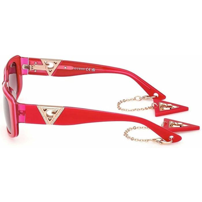 Guess Gafas GU7891 72T - Gafas de Sol Rectangulares para Mujer, Rosa Brillante con Cristales Burdeos Degradado 7