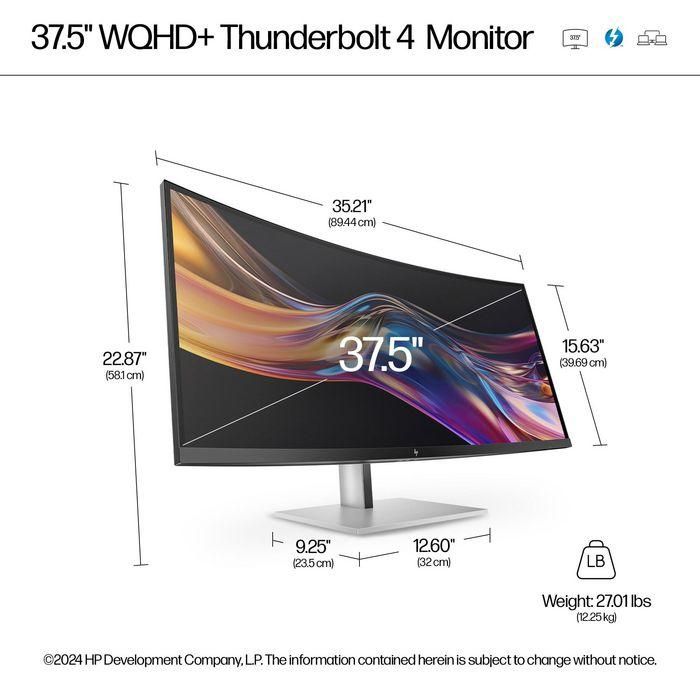 HP Series 7 Pro 37.5 inch WQHD+ Thunderbolt 4 Monitor - 738pu PVC Free 4 HP Series 7 Pro 37.5 inch WQHD+ Thunderbolt 4 Monitor - 738pu PVC Free 4