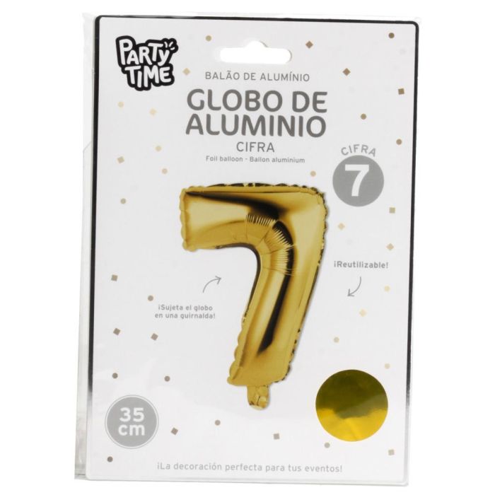 Globo Cifra 7 Oro Party Time altura 35 cm 1 Globo Cifra 7 Oro Party Time altura 35 cm 1