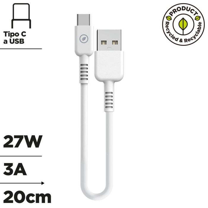muvit for change cable USB a Tipo C 3A/27W 0.2m blanco 16