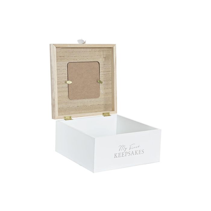 DKD Home Decor Caja Natural Blanco Mdf Cristal 21 x 1.5 x 20 cm (4 Unidades) 3