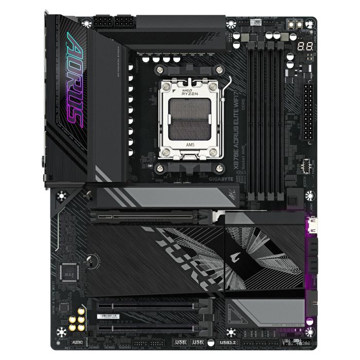 Gigabyte Placa Base X870E AORUS ELITE WIFI7 ATX AM5 para CPUs AMD Ryzen 7000, 8000, 9000, Wi-Fi 7, DDR5, PCIe 5.0, 2.5GbE LAN 1