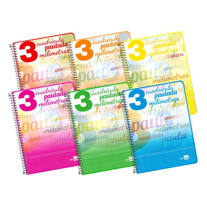 Cuaderno Espiral Liderpapel Cuarto Pautaguia Tapa Dura 80H75 gr Cuadro Pautado 3 mm Con Margen 6 unidades 8