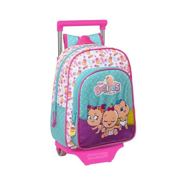 Mochila Escolar con Ruedas The Bellies 26 x 34 x 11 cm Morado Turquesa Blanco