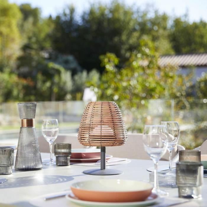 Lumisky LUM3760093543187 Lámpara de Mesa Inalámbrica BOHEME de Ratán Natural, 25 cm de Altura, Luz LED Blanco Cálido 1