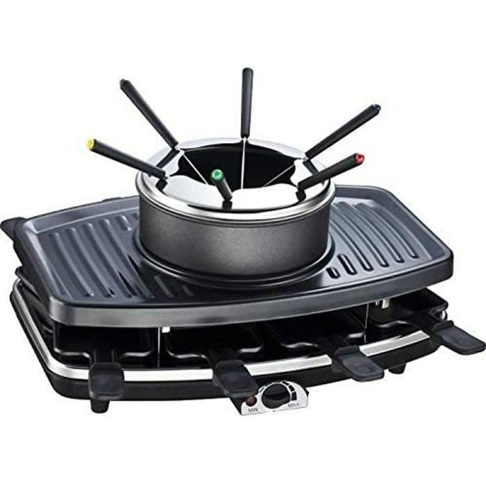 Continental Edison Raclette y Fondue FD12881 para 8 Personas con Parrilla 3 en 1 - 1100W, Negro 1 Continental Edison Raclette y Fondue FD12881 para 8 Personas con Parrilla 3 en 1 - 1100W, Negro 1