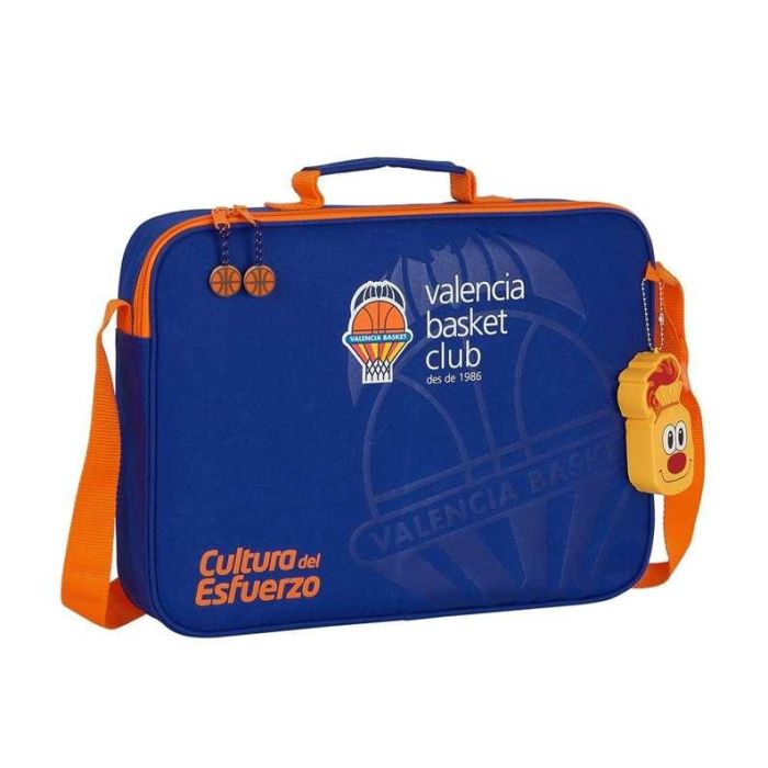 Cartera Escolar Valencia Basket Azul Naranja (38 x 28 x 6 cm)