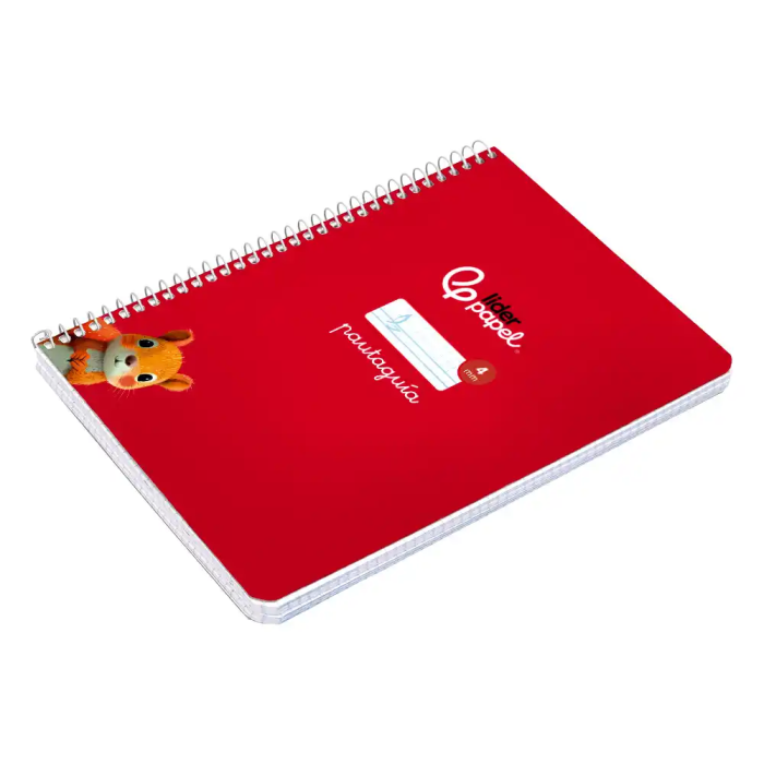 Liderpapel Cuaderno Espiral A5 Pautaguía Tapa Blanda 40 Hojas 75gr Cuadro Pautado 4mm Rojo 5