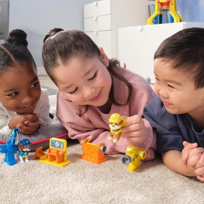 Spin Master 6071661 Pack Figuras Rubble y Wheeler Rubble & Crew Paw Patrol con Accesorios Activables de Construcción para Niños +3 años 3