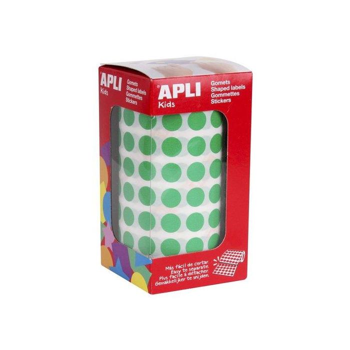 Apli Gomets Redondos 10,5 mm Rollo Verde - 5192 Unidades