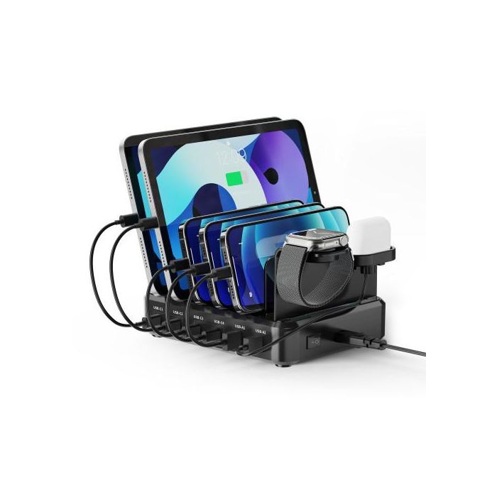 Ewent EW1335 Cargador USB multipuerto 130W con 4x USB-C PD 3.0 (65W/30W) y 2x USB-A QC 3.0 para móvil, tablet, portátil