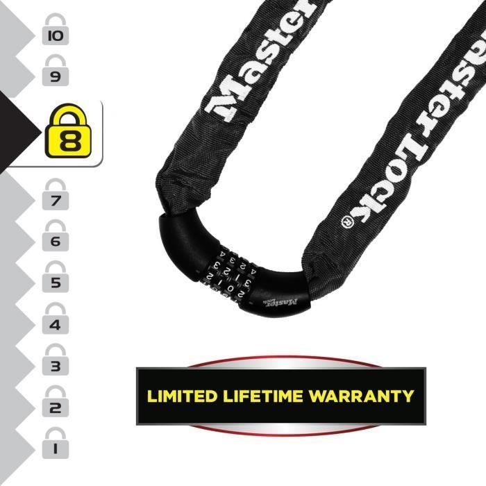 MASTER LOCK Cadena antirrobo para bicicleta - Código de bloqueo 1 MASTER LOCK Cadena antirrobo para bicicleta - Código de bloqueo 1