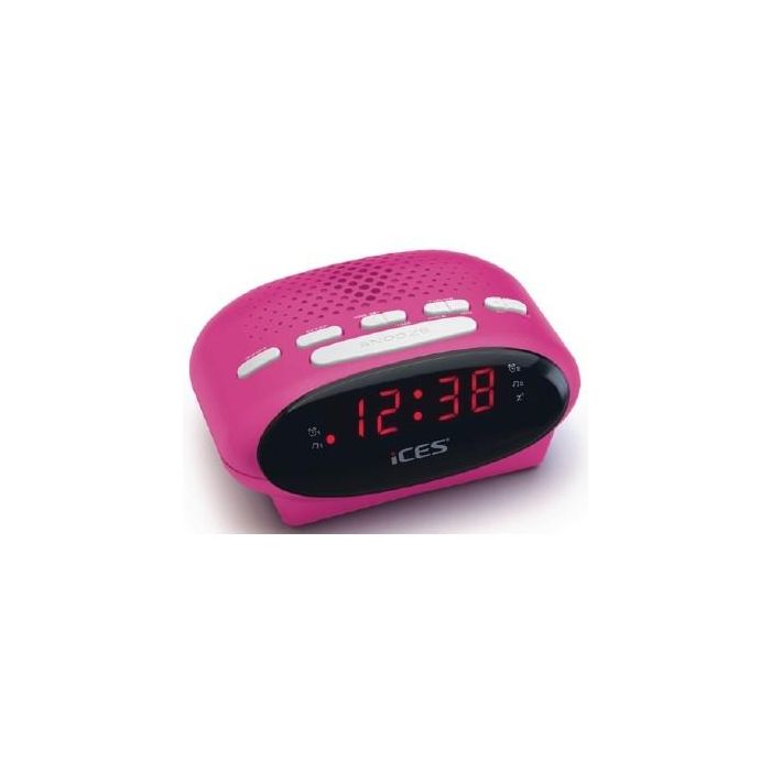 Lenco ICR-210 Radio Reloj Despertador FM con Pantalla LED Rosa