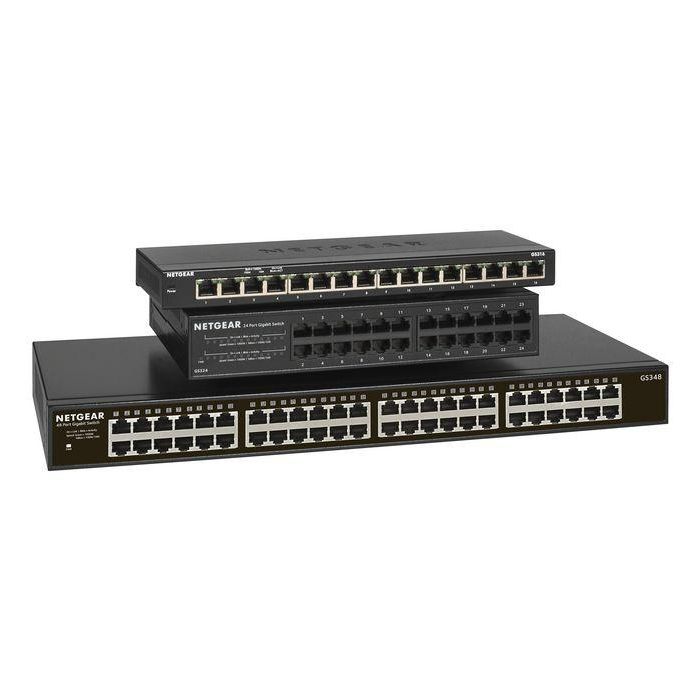 Netgear GS348 RM - Switch de red no administrado con 48 puertos Gigabit Ethernet para montaje en rack, 1U 3