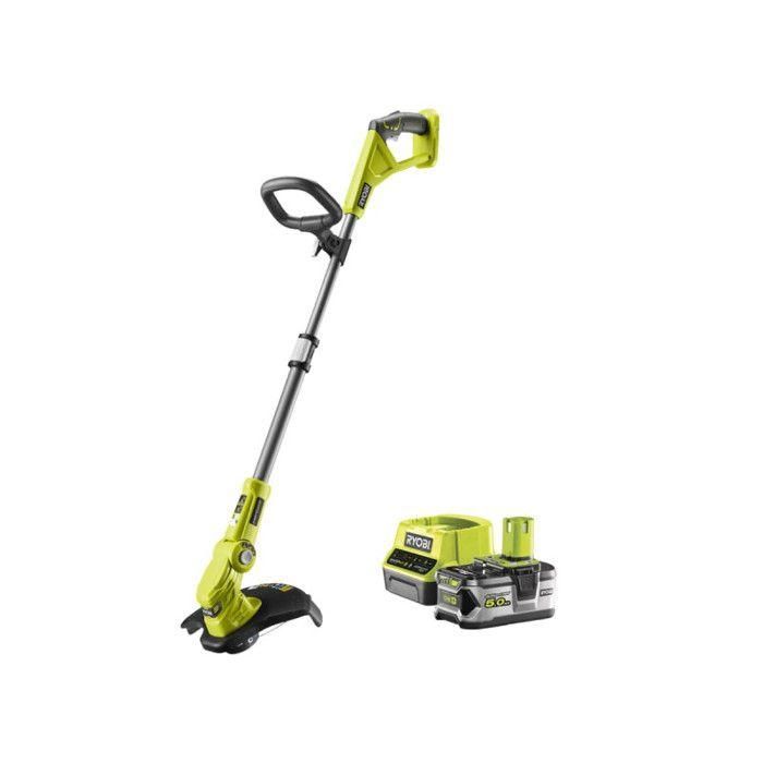 Recortadora / enderezadora de bordes - RYOBI - Corte Ø 25-30 cm - Cable Ø 1 x 1,6 mm - 1 batería de 18 V 5 Ah y 1 cargador de 2A Recortadora / enderezadora de bordes - RYOBI - Corte Ø 25-30 cm - Cable Ø 1 x 1,6 mm - 1 batería de 18 V 5 Ah y 1 cargador de 2A