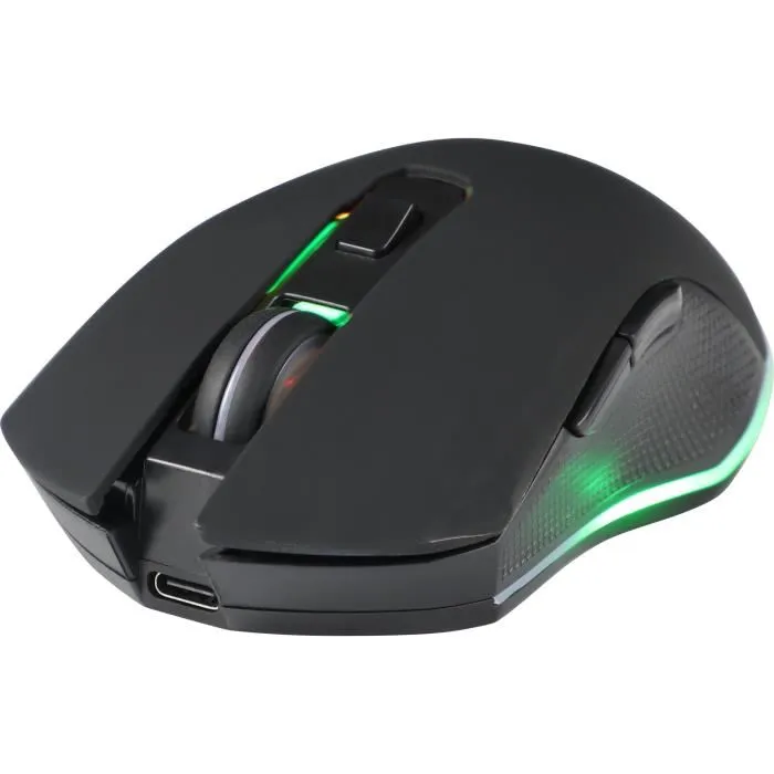 THE G-LAB Ratón Gaming Inalámbrico KULT- HELIUM WL, Negro y Azul, 2400 DPI, 6 Botones, USB 1