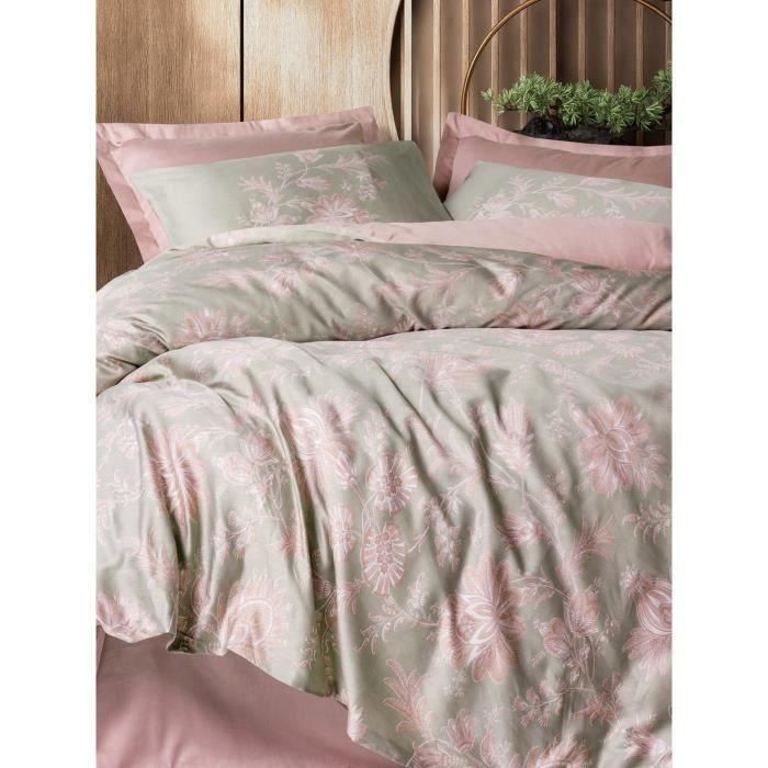 Juego de cama - 1 funda nórdica 220x240 cm + 2 fundas de almohada 60x60 cm - 100% algodón satén - Polvo 3 Juego de cama - 1 funda nórdica 220x240 cm + 2 fundas de almohada 60x60 cm - 100% algodón satén - Polvo 3