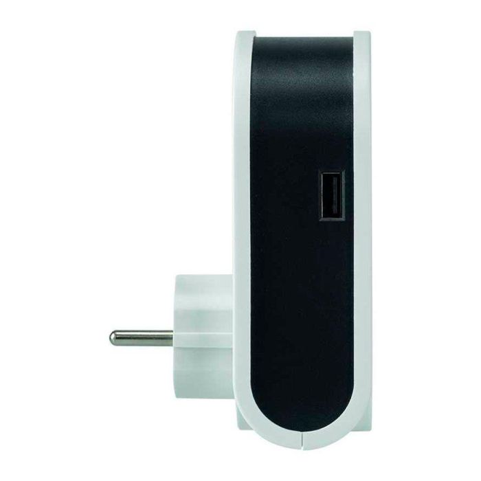 Simon Adaptador de enchufe con 3 puertos USB (C, Micro USB, Lightning) + 1 USB-A + 1 Toma Schuko, 16A 250V, cable enrollable 80 cm, Blanco