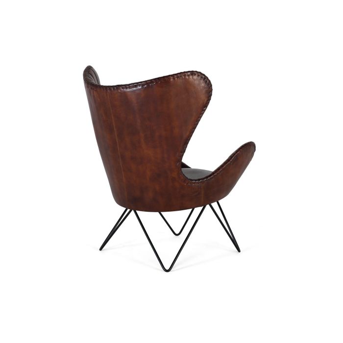 Giner y Colomer Sillón Tapizado en Piel Natural Marrón con Patas de Metal 3 Giner y Colomer Sillón Tapizado en Piel Natural Marrón con Patas de Metal 3