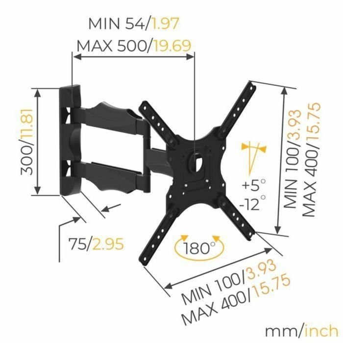 NANOOK Soporte de pared giratorio para televisores de 32 a 55 pulgadas - Inclinable - Soporte de pared para televisores LCD, LED, QLED y OLED 1