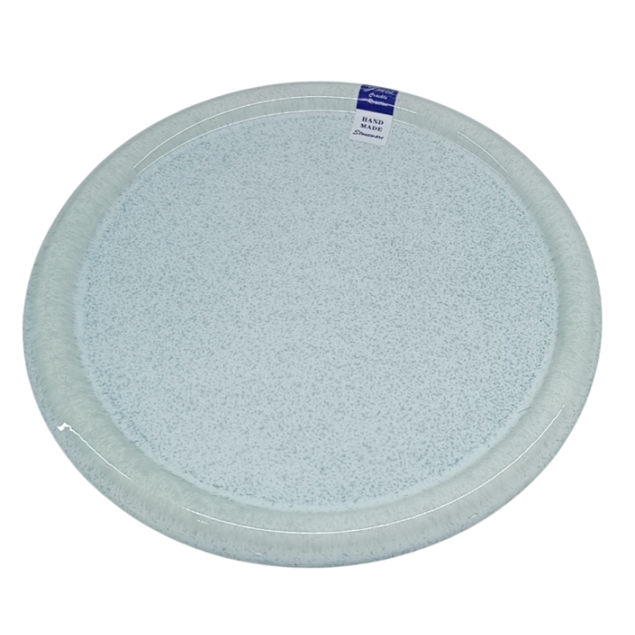 DKD Home Decor Plato de Gres Esmaltado Jewel Green 25 Azul Celeste 26.3cm (6 Unidades) Apto para Microondas y Lavavajillas