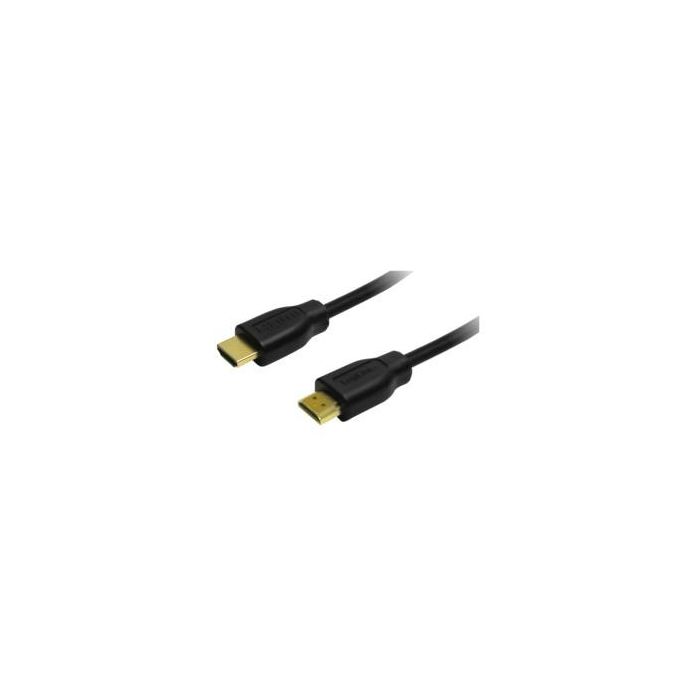 LogiLink CH0076 Cable HDMI A/M a A/M, 0.2 m, 4K/30 Hz, Ethernet, Contactos Oro, Negro
