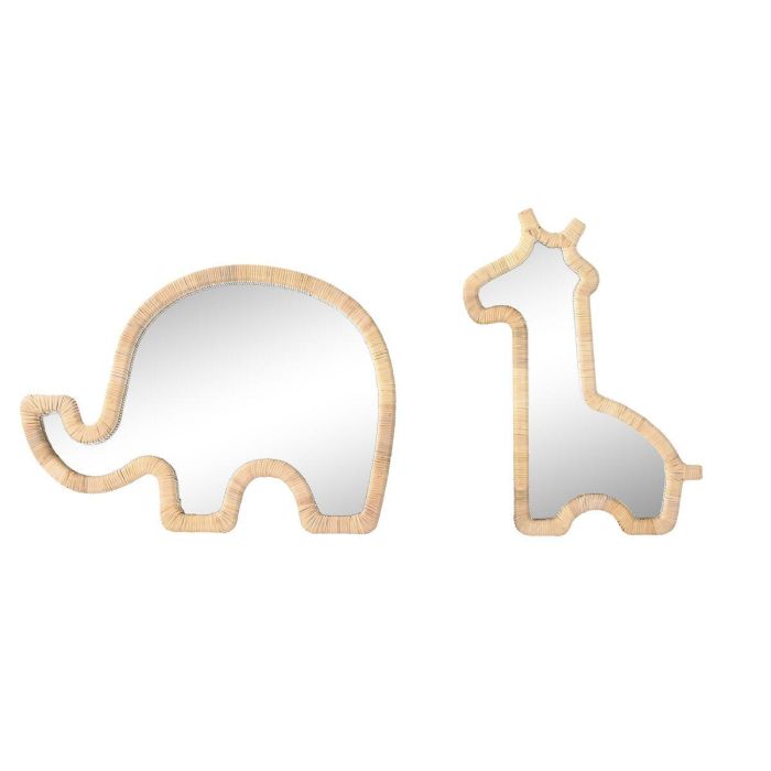Espejo de pared Home ESPRIT Natural 43 x 3 x 60 cm (2 Unidades) Espejo de pared Home ESPRIT Natural 43 x 3 x 60 cm (2 Unidades)