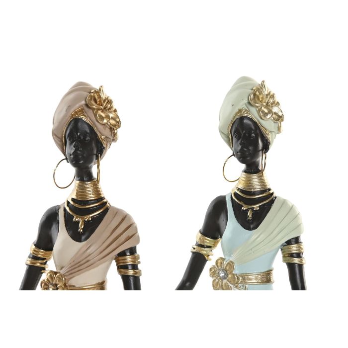 Figura Colonial DKD Home Decor Verde Beige 13 x 31 x 9.5 cm (4 Unidades) 1