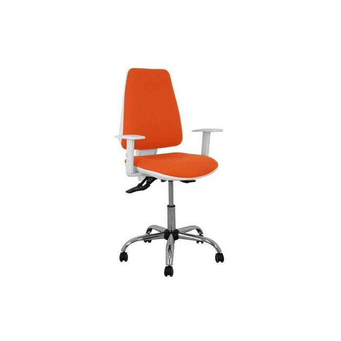 Silla Piqueras Y Crespo Elche Blanca Brazos Regulables Mecanismo Asincro Regulable En Altura Base Metalica Ruedas Parquet Asiento Y Respaldo Tapizado Bali Naranja Oscuro