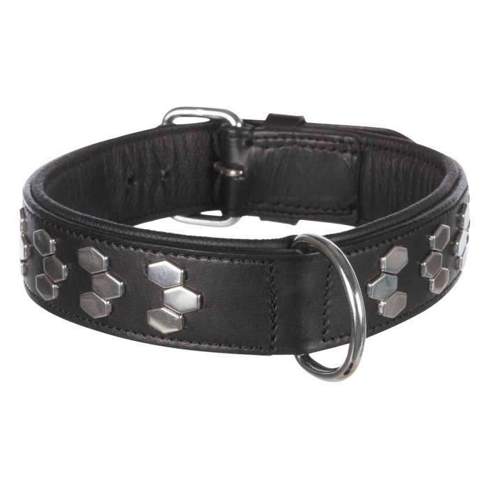 Trixie Cuello activo de piel para perro - Diseño estilizado - Talla L (45-55 cm) - Negro