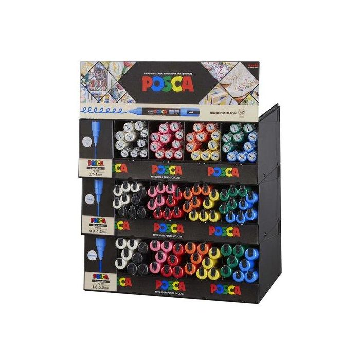 POSCA Expositor Marcador PC-1M, PC-3M, PC-5M - 112 Piezas