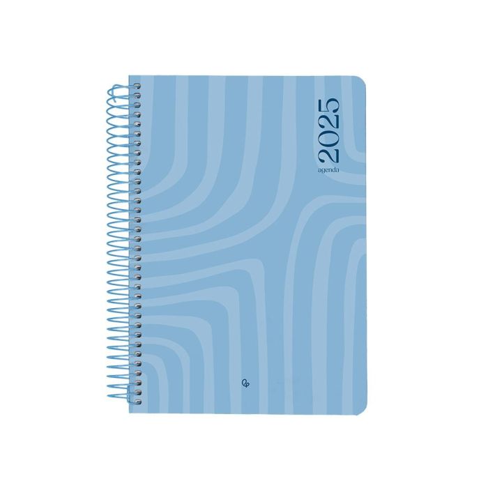 Agenda Espiral Liderpapel Syros A5 2025 Dia Pagina Color Azul Papel 60 gr Catalan 1