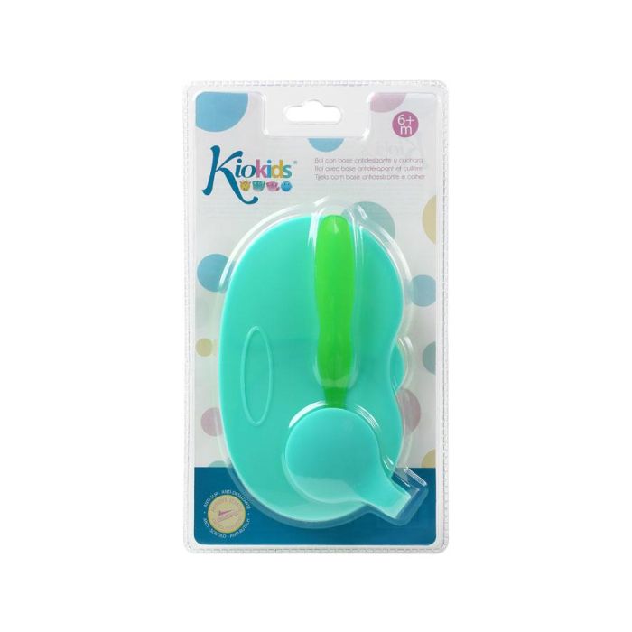 Cuenco Doble Antideslizante Con Tapa Y Cuchara En Azul Y Verde 3 Cuenco Doble Antideslizante Con Tapa Y Cuchara En Azul Y Verde 3